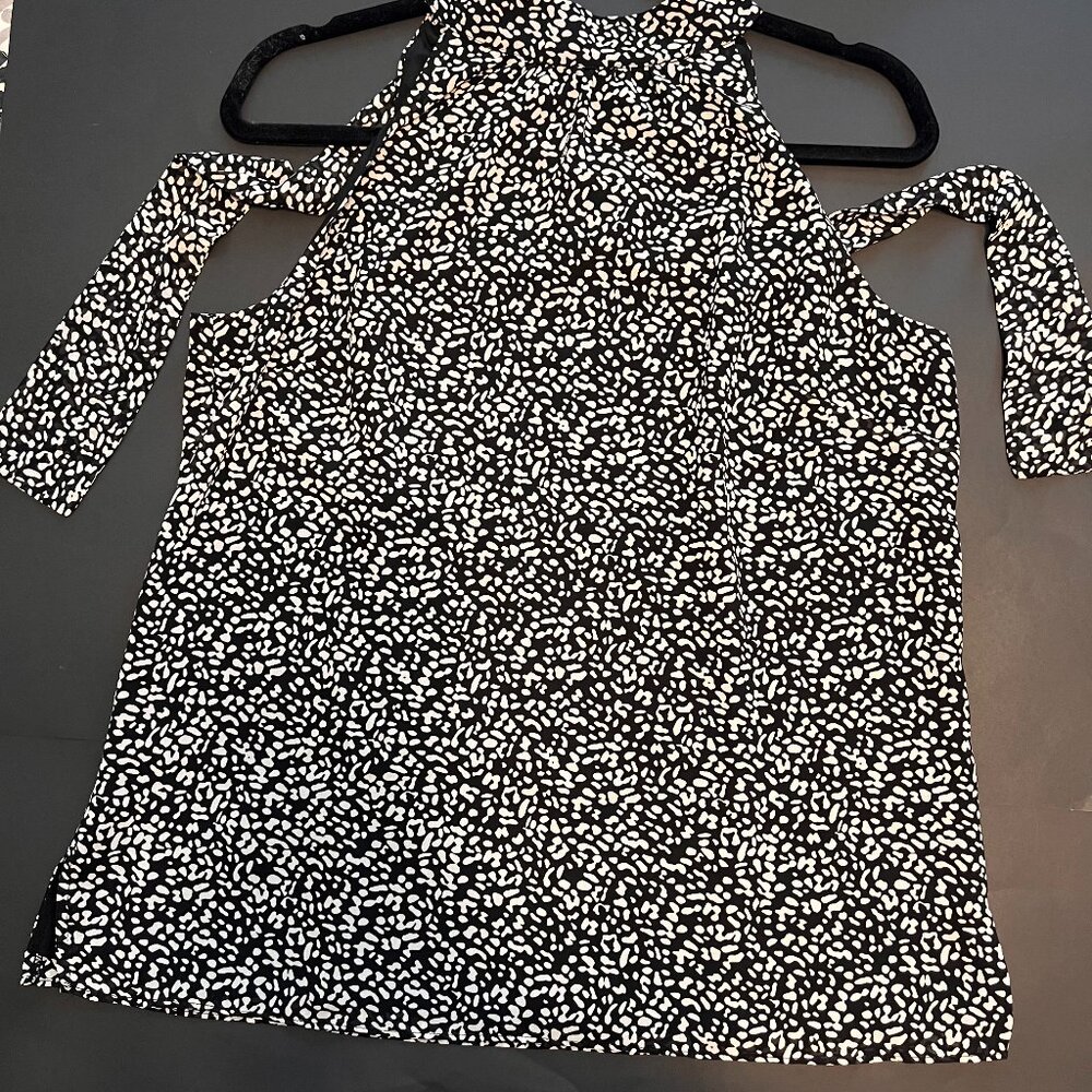Talbots Halter Size 10 Black/White Animal Print‎ NWT Summer Side Zip Flo…